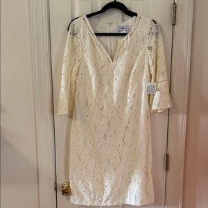 J. Howard Cream Lace Long Sleeve Dress